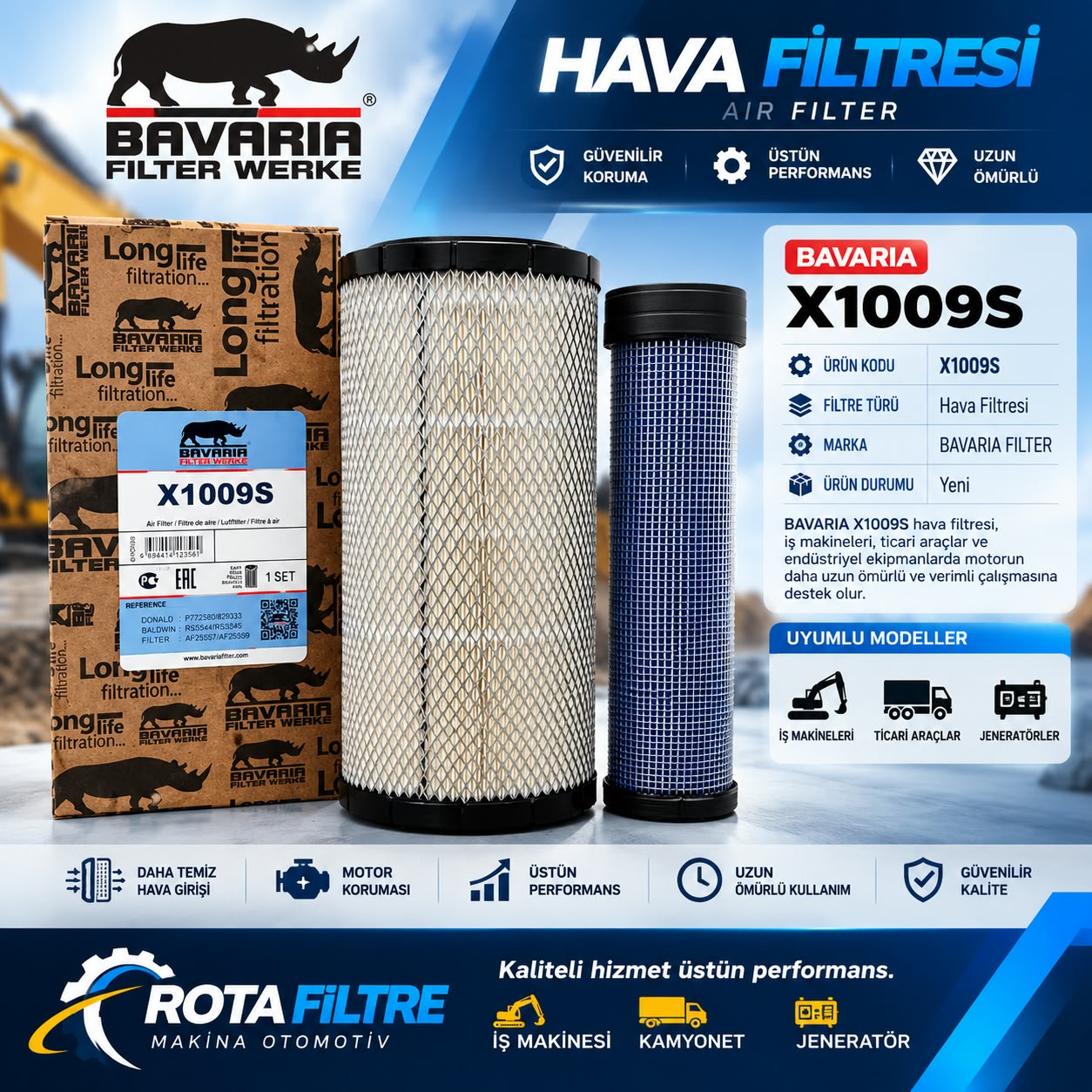 BAVARIA X1009S HAVA FİLTRESİ - ROTA FİLTRE